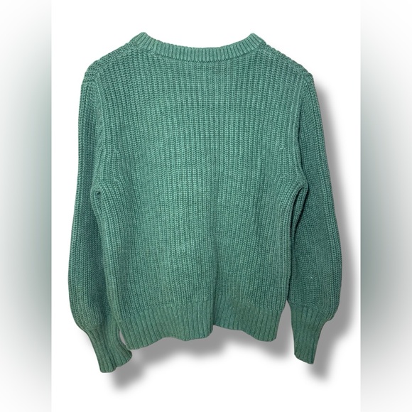 J. Crew 100% Cotton Forest Green Crew Neck Ribbed Sweater EUC Sz M - Picture 3 of 10